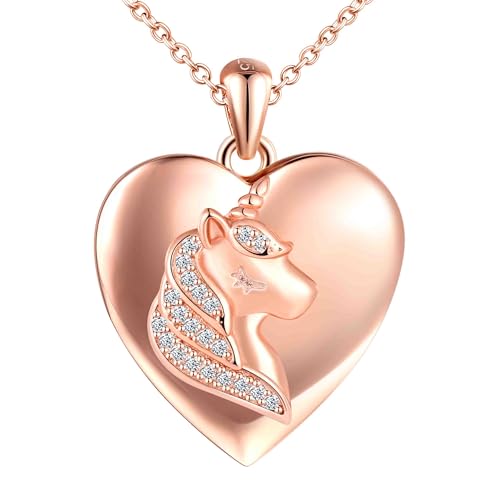 MICSAVI Medaillon Einhorn kette silber 925 für damen mädchen kinder, Foto medaillon zum öffnen für bilder personalisierte, Herz anhänger mit zirkonia, Silberkette 50cm MICSAVI Medaillon Einhorn kette silber 925 für damen mädchen kinder, Foto medaillon zum öffnen für bilder personalisierte, Herz anhänger mit zirkonia, Silberkette 50cm von MICSAVI
