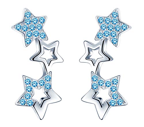 MICSAVI Ohrringe Damen 925 Sterling Silber mit Zirkonia 3 Sterne Ohrstecker Ohr Piercing Stud Earrings Ohrschmuck für Frauen Mädchen von MICSAVI
