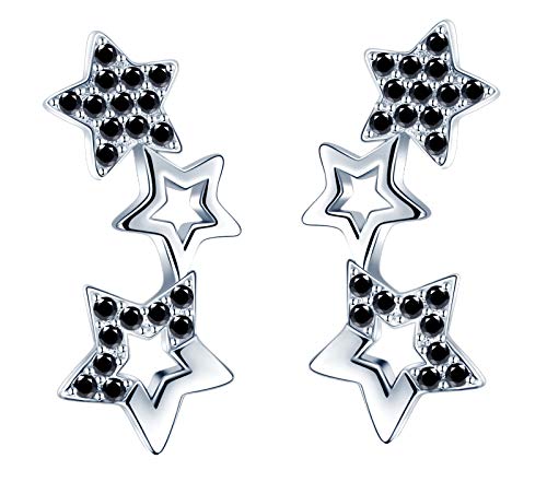 MICSAVI Ohrringe Damen 925 Sterling Silber mit Zirkonia 3 Sterne Ohrstecker Ohr Piercing Stud Earrings Ohrschmuck für Frauen Mädchen von MICSAVI