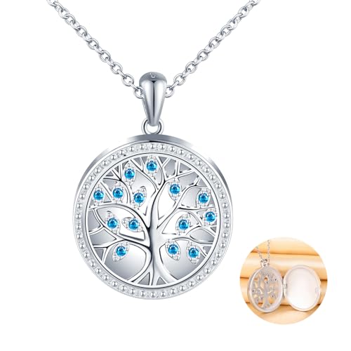 MICSAVI Silber 925 Foto Kette Damen Medaillon Runder Anhänger Baum des Lebens Halskette mit Zirkonia MICSAVI Silber 925 Foto Kette Damen Medaillon Runder Anhänger Baum des Lebens Halskette mit Zirkonia von MICSAVI