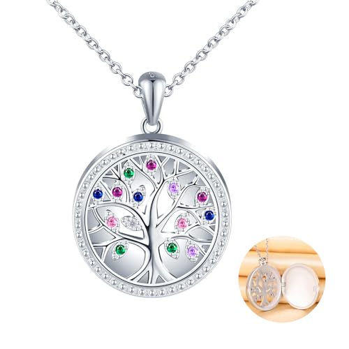 MICSAVI Silber 925 Foto Kette Damen Medaillon Runder Anhänger Baum des Lebens Halskette mit Zirkonia MICSAVI Silber 925 Foto Kette Damen Medaillon Runder Anhänger Baum des Lebens Halskette mit Zirkonia von MICSAVI