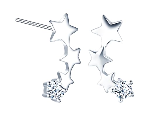 MICSAVI Sterne Ohrstecker für Damen Hypoallergene Silber 925 Ohrklemmen Ohrringe Kleine Sterne Ohrringe Stecker Schmuck für Frauen Mädchen Knorpel Conch Piercing von MICSAVI