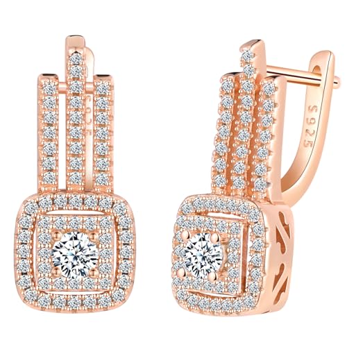 MICSAVI Zirkonia Ohrhänger Silber 925 Ohrringe für Damen Geometrisches Quadratische Ohrringe Hypoallergene Quadrat Ohrschmuck Frauen für Freundin Ehefrau Mutter von MICSAVI