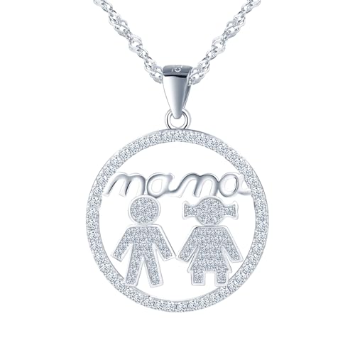 MICYUMI Damen 925 Sterling Silber Alphabet Mama Muster Anhänger Halskette Zirkonia Kette von MICYUMI