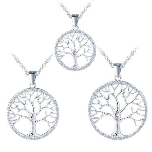 MICYUMI Damen 925 Sterling Silber Baum Muster Anhänger Halskette Frauen Kette,3 Stück von MICYUMI