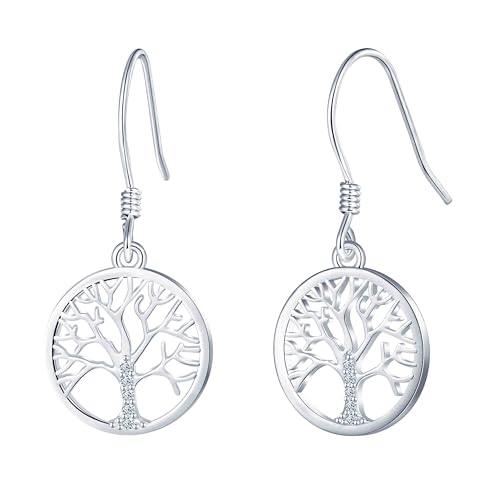 MICYUMI Damen 925 Sterling Silber Baum Muster Ohrringe Hängen Hohles Design Ohrstecker für Frauen von MICYUMI