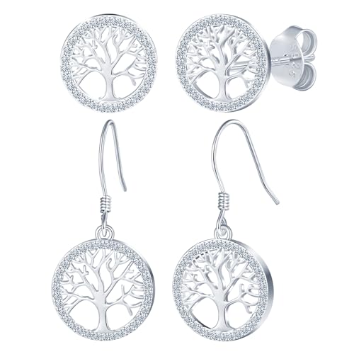 MICYUMI Damen 925 Sterling Silber Baum Muster Ohrringe Hohles Design Ohrstecker für Frauen,2 Paare von MICYUMI