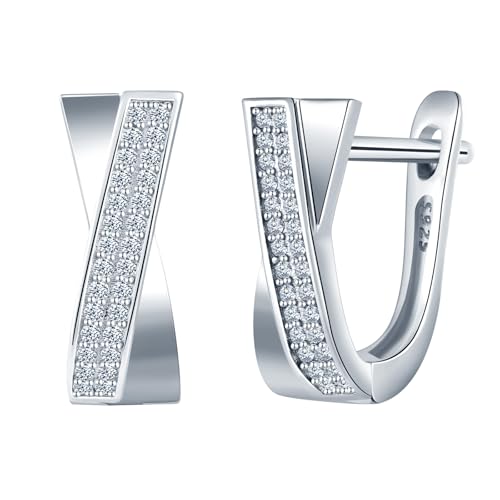 MICYUMI Damen 925 Sterling Silber Einfaches Design Creolen Ohrringe Cubic Zirkonia Creolen Ohrstecker,Silber MICYUMI Damen 925 Sterling Silber Einfaches Design Creolen Ohrringe Cubic Zirkonia Creolen Ohrstecker,Silber von MICYUMI