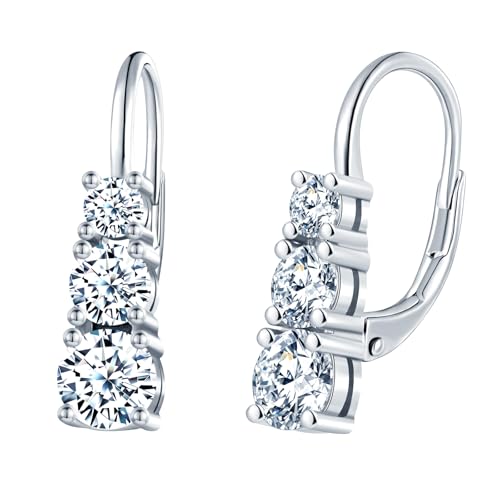 MICYUMI Damen 925 Sterling Silber Luxuriös Design Creolen Ohrringe Cubic Zirkonia Creolen Ohrstecker,Silber von MICYUMI