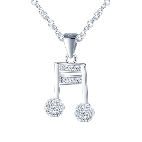 MICYUMI Damen 925 Sterling Silber Musik Notiz Anhänger Halskette Zirkonia Kette für Frauen MICYUMI Damen 925 Sterling Silber Musik Notiz Anhänger Halskette Zirkonia Kette für Frauen von MICYUMI