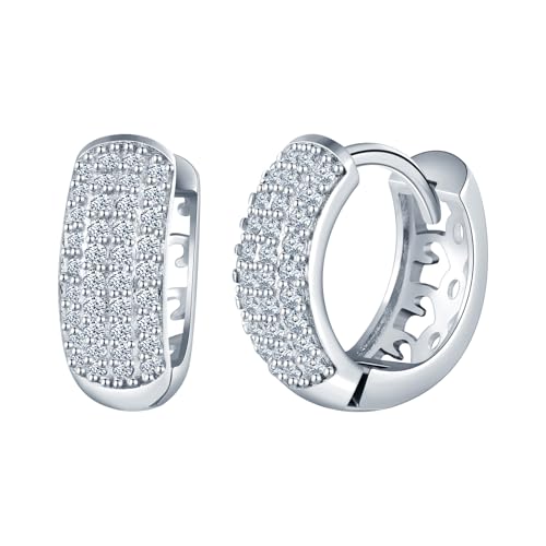 MICYUMI Damen 925 Sterling Silber Rund Form Creolen Ohrringe Cubic Zirkonia Ohrstecker,Silber von MICYUMI