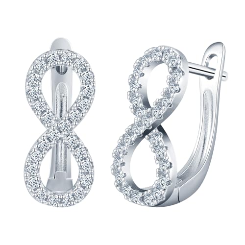 MICYUMI Damen 925 Sterling Silber Unendliches Symbol Creolen Ohrringe Cubic Zirkonia Ohrstecker,Silber MICYUMI Damen 925 Sterling Silber Unendliches Symbol Creolen Ohrringe Cubic Zirkonia Ohrstecker,Silber von MICYUMI