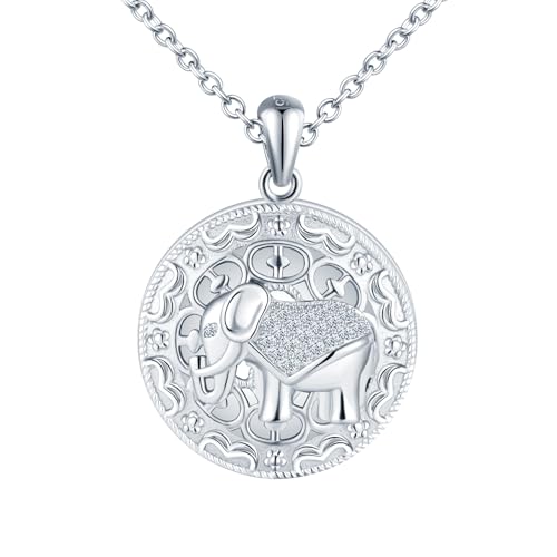 MICYUMI Damen Foto Medaillon Anhänger 925 Sterling Silber Elefant Muster Foto Medaillon Halskette von MICYUMI