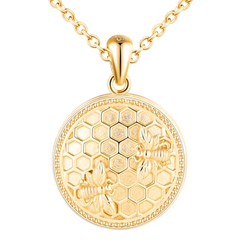 MICYUMI Damen Foto Medaillon Halskette 925 Sterling Silber Biene Muster Foto Medaillon Anhänger von MICYUMI