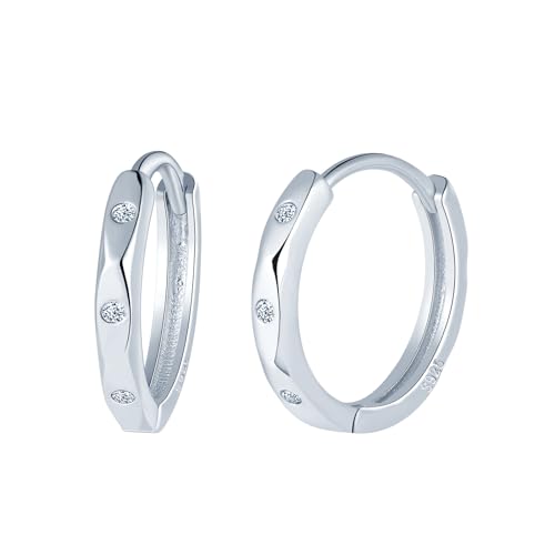 MICYUMI Damen Herren S925 Sterling Silber Ohrringe 10mm Durchmesser Creolen Ohrringe Cubic Zirkonia Hoop Ohrringe von MICYUMI
