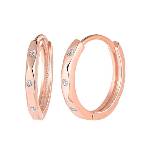 MICYUMI Damen Herren S925 Sterling Silber Ohrringe 12mm Durchmesser Creolen Ohrringe Cubic Zirkonia Hoop Ohrringe von MICYUMI