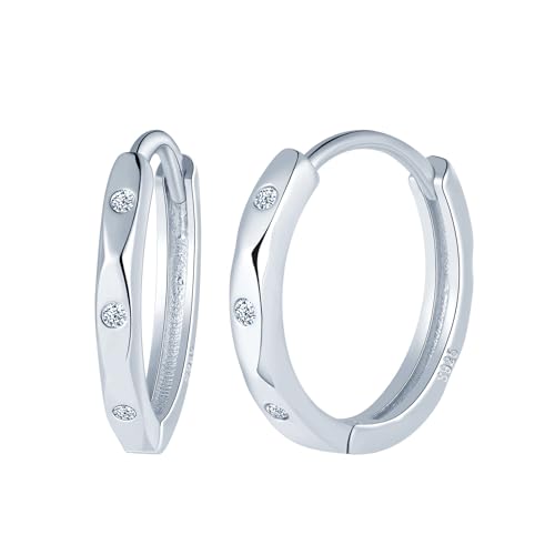 MICYUMI Damen Herren S925 Sterling Silber Ohrringe 12mm Durchmesser Creolen Ohrringe Cubic Zirkonia Hoop Ohrringe von MICYUMI