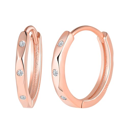 MICYUMI Damen Herren 925 Sterling Silber Creolen Ohrringe 14mm Durchmesser Cubic Zirkonia Hoop Ohrringe von MICYUMI