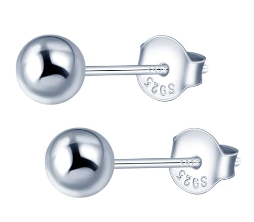 MICYUMI Damen Herren S925 Sterling Silber Ohrringe Kugel Ohrringe Runde Ohrstecker von MICYUMI