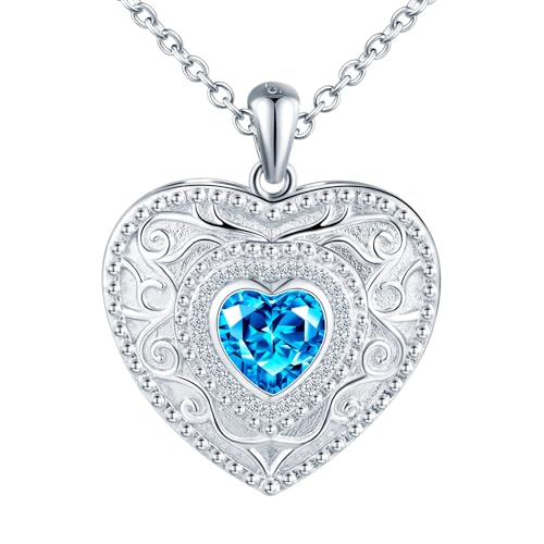 MICYUMI Damen Herz Foto Medaillon Halskette 925 Sterling Silber Herz Kette Cubic Zirkonia Anhänger von MICYUMI