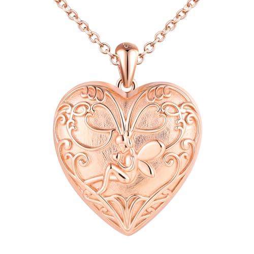 MICYUMI Damen Herz Foto Medaillon Halskette 925 Sterling Silber Kette Engel Muster Anhänger MICYUMI Damen Herz Foto Medaillon Halskette 925 Sterling Silber Kette Engel Muster Anhänger von MICYUMI