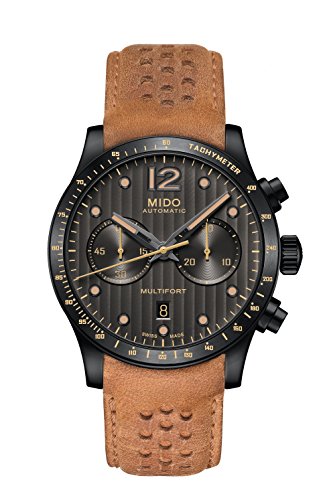 Mido Multifort Herren-Armbanduhr 44mm Armband Leder Braun Automatik Zifferblatt Grau M025.627.36.061.10 von MIDO