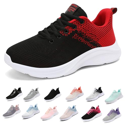 MIDQCGL Damen Sportschuhe Running Shoes Herrensneaker Outdoor Fitness Jogging Sportsschuhe Fashion Leichte Walkingschuhe Frizeitschuhe 626 Black Red38EU von MIDQCGL