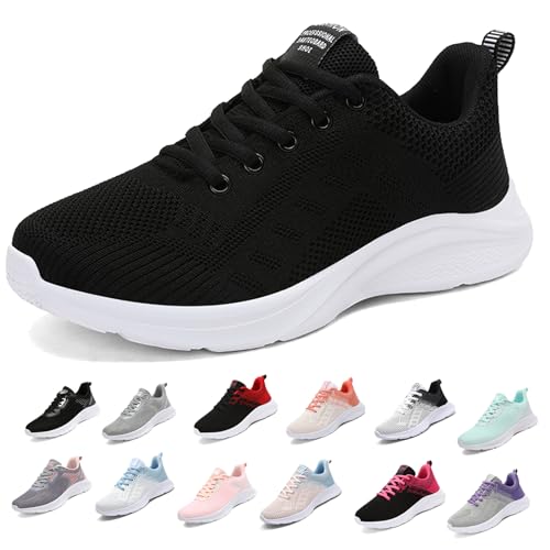 MIDQCGL Damen Sportschuhe Running Shoes Herrensneaker Outdoor Fitness Jogging Sportsschuhe Fashion Leichte Walkingschuhe Frizeitschuhe 626 Black35EU von MIDQCGL