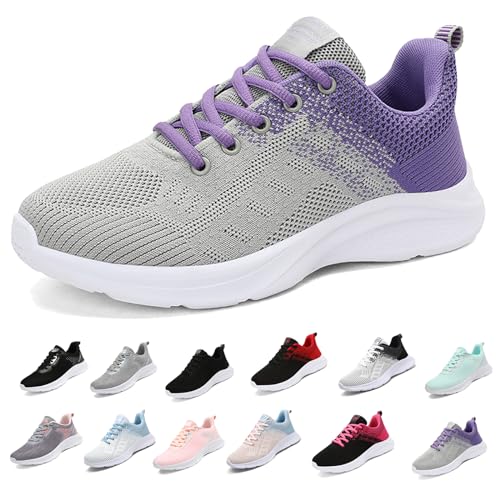 MIDQCGL Damen Sportschuhe Running Shoes Herrensneaker Outdoor Fitness Jogging Sportsschuhe Fashion Leichte Walkingschuhe Frizeitschuhe 626 Grey Purple36EU von MIDQCGL