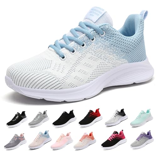 MIDQCGL Damen Sportschuhe Running Shoes Herrensneaker Outdoor Fitness Jogging Sportsschuhe Fashion Leichte Walkingschuhe Frizeitschuhe 626 White Blue35EU von MIDQCGL