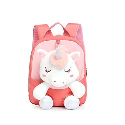 MIDSuN Kleiner Kinderrucksack,Abnehmbarer Plüsch Puppe Kindergartenrucksack,Einhorn Kindergarten Rucksack Kindertasche für 2-5 Jährige Kindergarten Junge und Mädchen (Wassermelonenrot) von MIDSuN