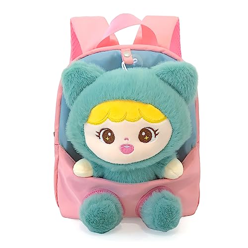 MIDSuN Kleiner Kinderrucksack,Abnehmbarer Plüsch Puppe Kindergartenrucksack,Nettes Mädchen Rucksack Kindertasche für 2-5 Jährige Kindergarten Mädchen (Rosa) von MIDSuN