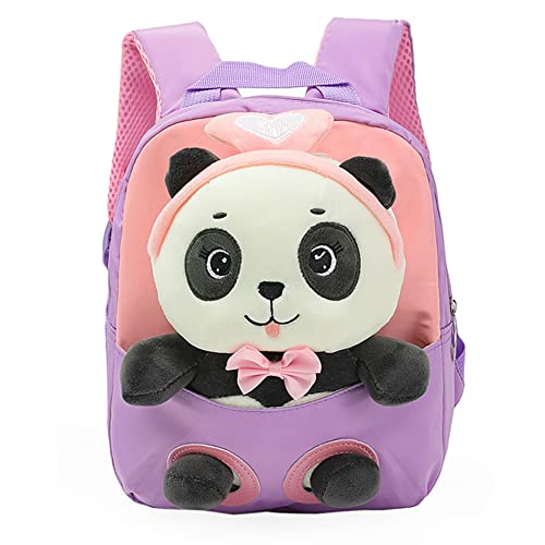 MIDSuN Kleiner Kinderrucksack,Abnehmbarer Plüsch Puppe Kindergartenrucksack,Panda Kindergarten Rucksack Kindertasche für 2-5 Jährige Kindergarten Junge und Mädchen (Violett) von MIDSuN