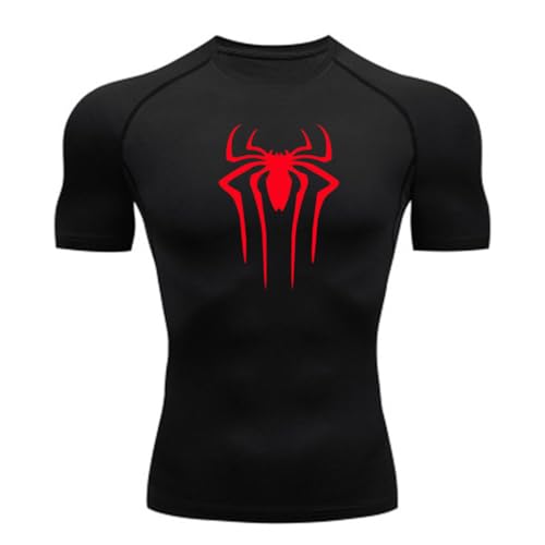 MIDUNU Männer Spider Kurzarm-T-Shirt atmungsaktiv schnell trocknend Sport Top Bodybuilding Trainingsanzug Kompressionshemd Fitness Männer,11,M von MIDUNU