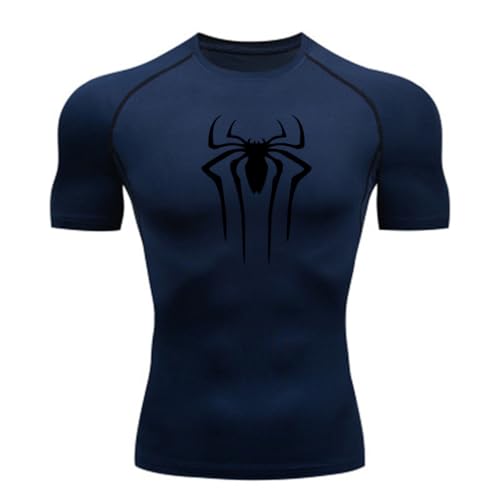 MIDUNU Männer Spider Kurzarm-T-Shirt atmungsaktiv schnell trocknend Sport Top Bodybuilding Trainingsanzug Kompressionshemd Fitness Männer,13,XXL von MIDUNU