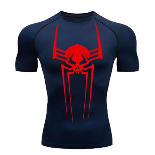 MIDUNU Männer Spider Kurzarm-T-Shirt atmungsaktiv schnell trocknend Sport Top Bodybuilding Trainingsanzug Kompressionshemd Fitness Männer,3,M von MIDUNU