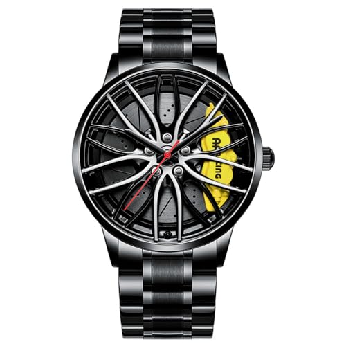 MIDYUID Sportivideter Uhren Herren 3D Cable Rim Hub Armbanduhr Herren Japanisches Quarzwerk, gelb MIDYUID Sportivideter Uhren Herren 3D Cable Rim Hub Armbanduhr Herren Japanisches Quarzwerk, gelb von MIDYUID