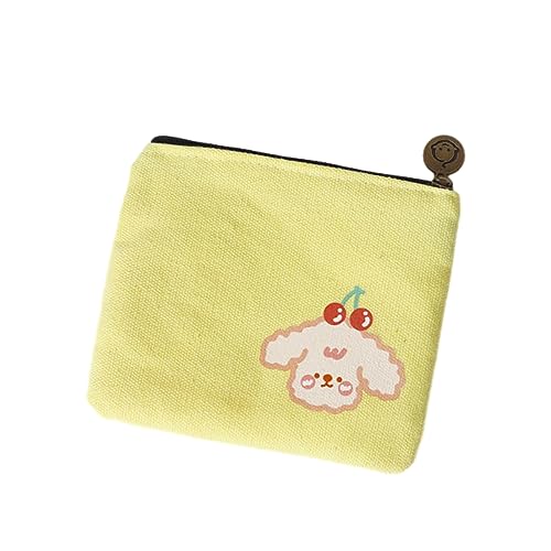 MIEDEON 2 PCS Cartoon Welpen Aufbewahrungstasche Damenbinden Tampon Organizer Niedlich Periodentasche Reißverschlüsse Portemonnaie Tasche (Gelb,One Size) von MIEDEON