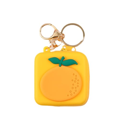 MIEDEON 2 PCS Kleingeldbeutel Silikon Kopfhörer-Organisator Münztasche Mädchen chlüsselring Schlüsselanhänger Süß Geldbeutel Kinder Studenten (Orange,2.3X2.3In) von MIEDEON