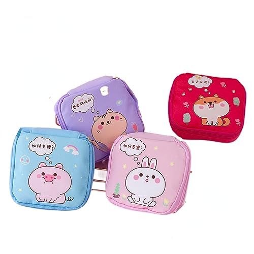 MIEDEON 2 PCS Multifunktionale Klein Portemonnaie Kreative Tampontasche Cartoon Aufbewahrungstasche Damenbinde Organizer mit Reißverschluss (Blau Rosa,4.4X4.1In) von MIEDEON