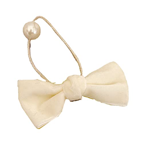 MIEDEON 2 Pack Bowknot Haarseil Weiss Haarschmuck Haarringe Frauen Mädchen Süß Haarseil für Pferdeschwanz (Weiss,One Size) von MIEDEON