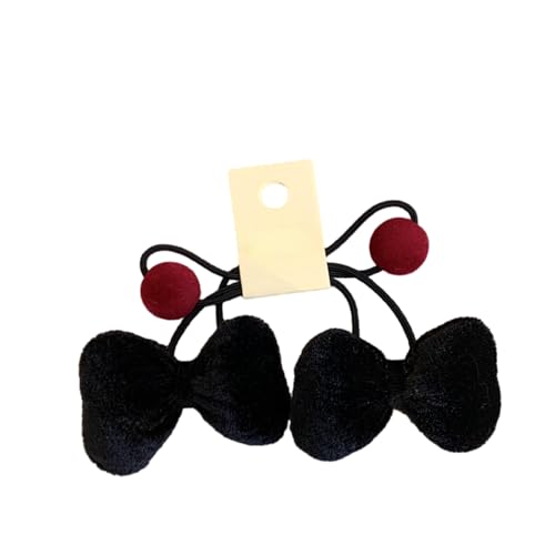 MIEDEON 2 Packung Plüsch Haarringe Süß Bowknot Haarseil Kinder Frauen Mädchen Haarringe Hochzeit Weihnachten Neujahr Haarschmuck (Schwarz,2 PAck) von MIEDEON