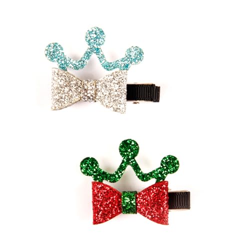 MIEDEON 2 Packung Weihnachten Frauen Haarschmuck Haarnadel Weihnachten Geschenk Krone Haarspangen Mädchen Kinder Süß Haarclips (Zufaellig Farbe,One Size) von MIEDEON