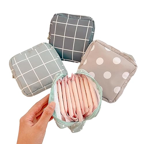 MIEDEON 2 STK Tragbar Klein Aufbewahrungstasche Große Kapazität Damenbinde Organizer Niedlich Aufbewahrungstasche Tampon Tasche (gepunktet,5.9X5.9In) von MIEDEON