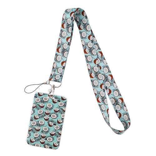 MIEDEON 2 Stück Buskarten Kartenhalter mit Lanyard Id -kartenabdeckung Cartoon Obstmotiv Busskartenschutz Modisch Kartenhüllen (Blau,4.3X2.7In) von MIEDEON