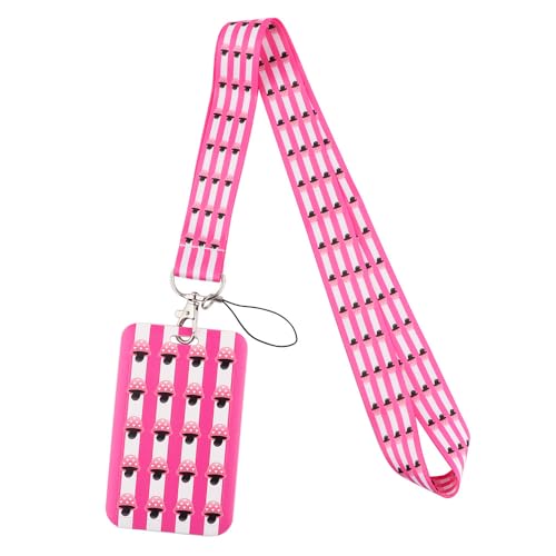 MIEDEON 2 Stück Buskarten Kartenhalter mit Lanyard Id -kartenabdeckung Cartoon Obstmotiv Busskartenschutz Modisch Kartenhüllen (Rosa,4.3X2.7In) von MIEDEON