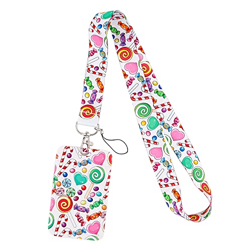 MIEDEON 2 Stück Buskarten Kartenhalter mit Lanyard Id -kartenabdeckung Cartoon Obstmotiv Busskartenschutz Modisch Kartenhüllen (Weiss,4.3X2.7In) von MIEDEON