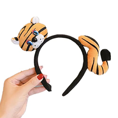 MIEDEON 2 Stück Haarspangen Kosmetik-Haarband Praktisch Haar Accessoire Cartoon Tiger Stirnband Kinder Foto Haargummis (One Size,Gelb) von MIEDEON