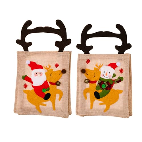 MIEDEON 2 Stück Kreative Handtasche Weihnachten Süßigkeitentasche Cartoon Apfeltasche Kinder Süßigkeitentüten aus Weiche Stoff (A,One Size) von MIEDEON