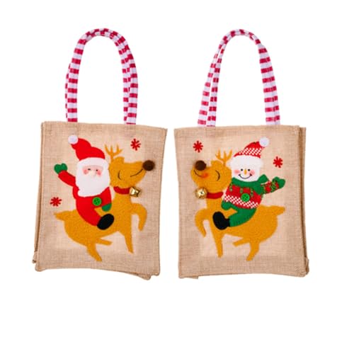 MIEDEON 2 Stück Kreative Handtasche Weihnachten Süßigkeitentasche Cartoon Apfeltasche Kinder Süßigkeitentüten aus Weiche Stoff (B,One Size) von MIEDEON